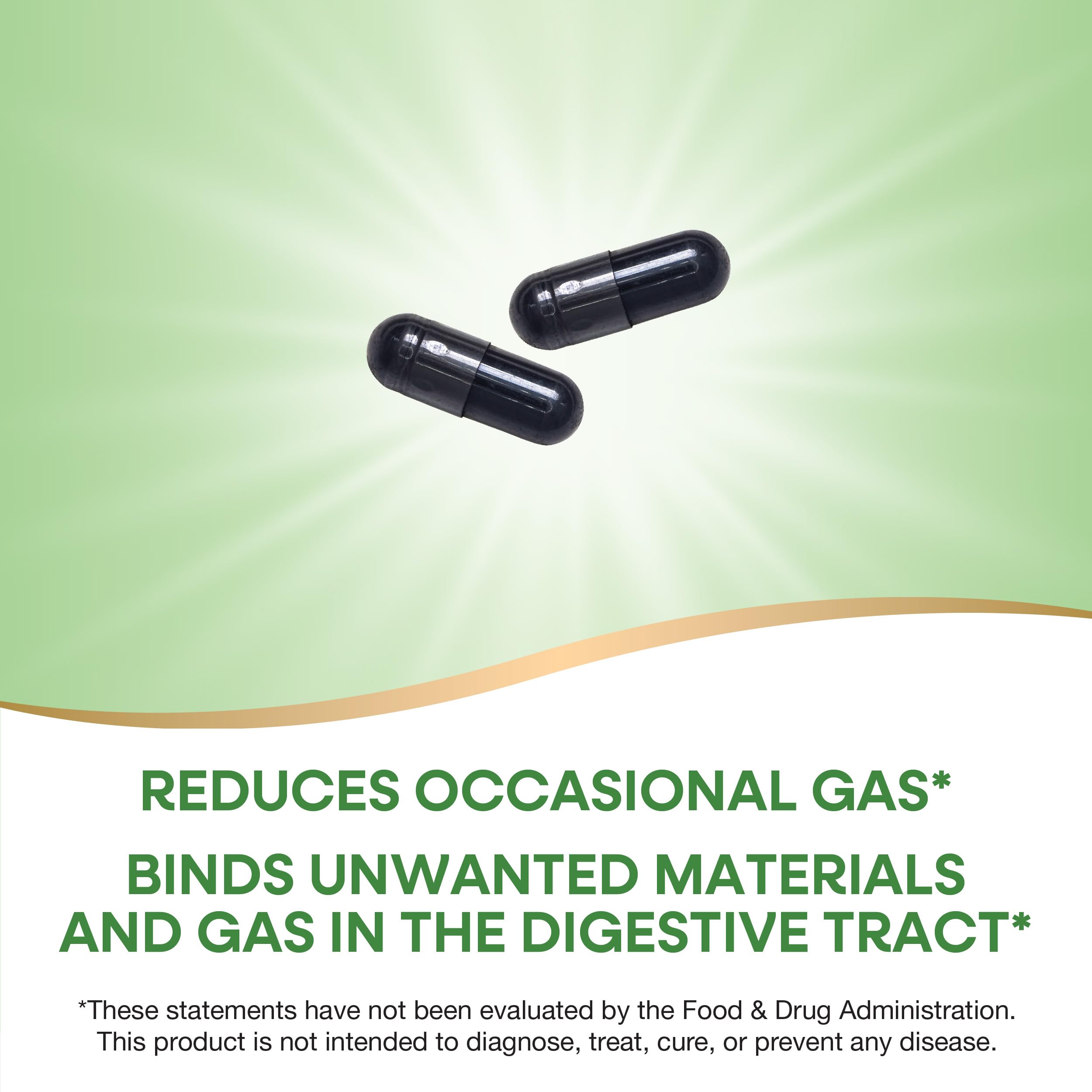 Nature's Way Activated Charcoal, Binds Unwanted Materials and Gas in the Digestive Tract*, 560 mg per 2-Capsule Serving, 100 Capsules (Packaging May Vary)