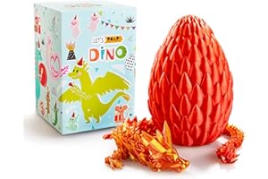 LEWELLRY 3D Printed Dragon Egg, 15 inchs Rainbow Luminous Dragon Toy,Articulated Crystal Dragon,Glow in Dark Fidget.Cool