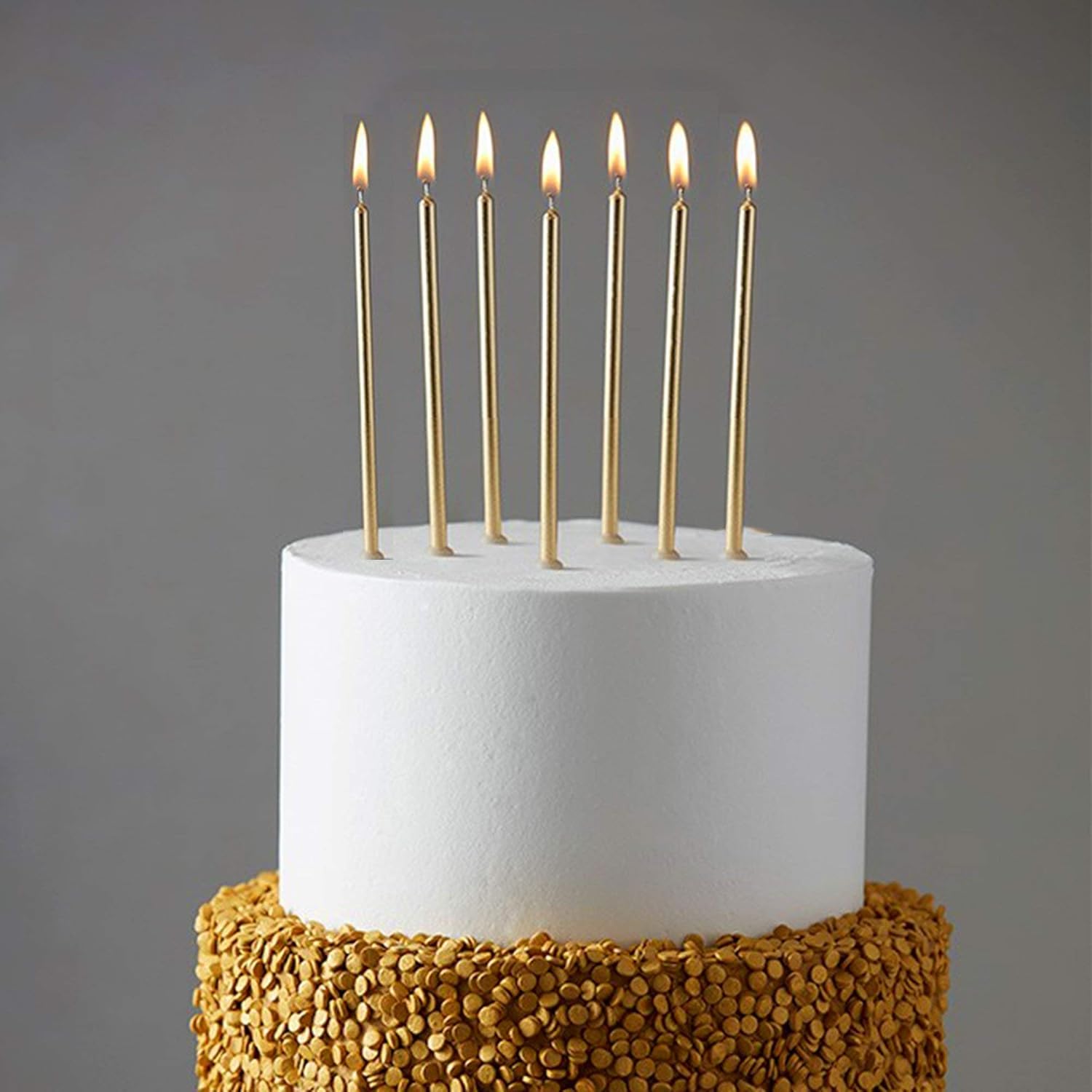 24 Count Party Long Thin Cake Candles Metallic Birthday Candles in Holders for Birthday Cakes Cupcake , Champagne Gold: Home Improvement