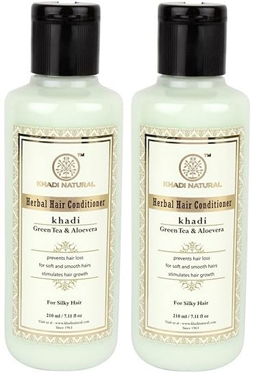 Khadi Natural Herbal Greentea and Aloevera Hair Conditioner, 210ml (Pack of 2)