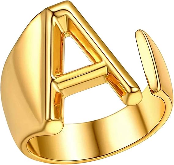 Letter Initial Alphabet Ring, 1Pcs Copper Open Letter Ring, A to Z
