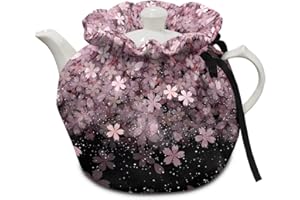 Xoenoiee Pink Cherry Blossom Print Tea Cozy Cotton Tea Cosy for Teapots Keep Warm Teapot Cover Insulated Kettle Cover for Home Kitchen Table Decor