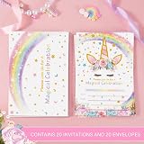 WERNNSAI Magic Unicorn Party Invitations with Envelopes 20 Cards 12.5x18 cm view 4