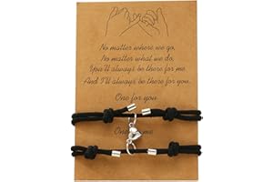 GIEIWIW Pinky Promise Distance Matching Bracelets Friendship Couple Magnetic Bracelet Adjustable Cord Heart Bracelet For Graduation Valentine's Day Father's Day Daily Gifts