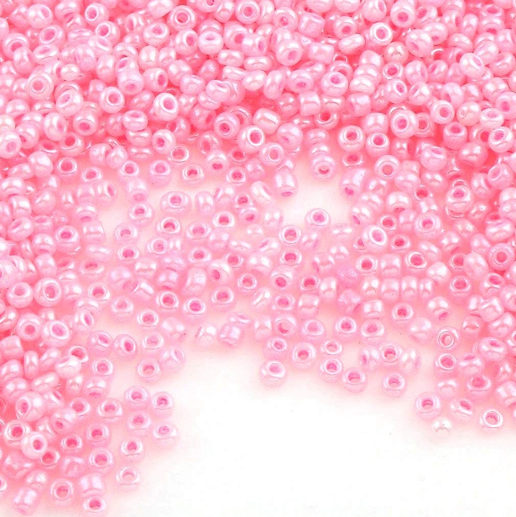 6500 pieces glass seed beads, 2 mm, Ceylon, 10 colours, 11/0, pony beads, Ceylon lustre, seed beads, choice of colours (pink)