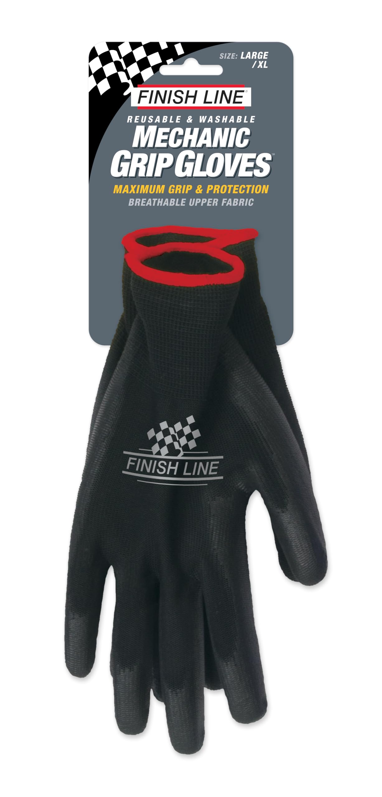 Finish Line Mechanic Grip Gloves - Large/XL, Black