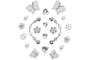 ZIIGOLE 20Pcs Bling Shoe Charms for Women, Gems Shoe Charms, Plastic Butterfly Flower Charms, Sparkling Rhinestones Shoe Chains, Pearl Accessories for Girls, DIY Shoe Decoration Charms for Party Favor