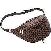 Crossbody Sling Bag for Women Fanny Pack with Adjustable Strap Large Opening Two-Way Zipper Closure Chest Trendy Checkered Belt for Daily Shopping Travel (Chocolate brown)