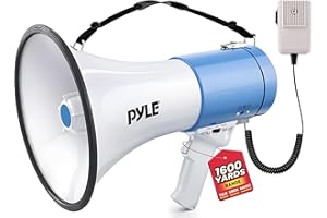 Pyle Megaphone - Portable PA Bullhorn - Built-In Siren, 50W Adjustable Volume Control in 1200 Yard Range, Ideal for Outdoor S