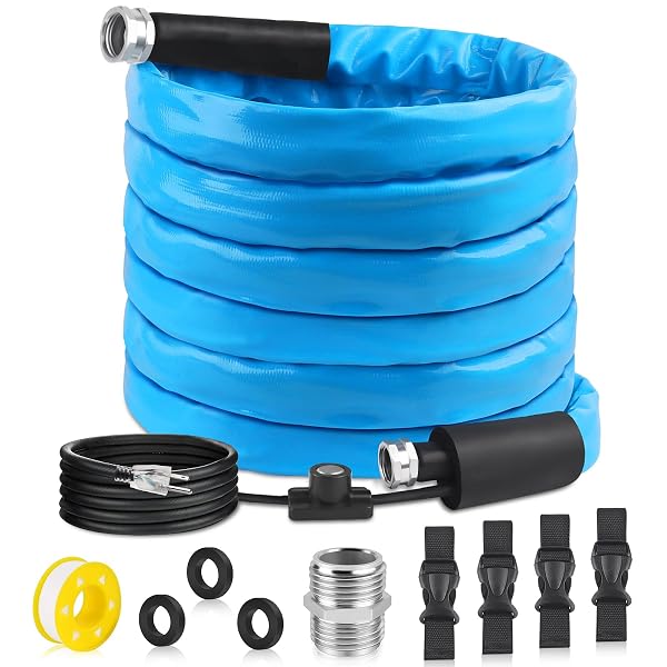 FANOVO HEATED WATER HOSE FOR RV – 25FT, FREEZE PROTECTION WITH ENERGY SAVING THERMOSTAT, MAKING RV CAMPERS’ WATER RUN IN COLD WINTER