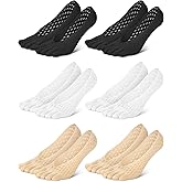 BLATOWN 6 Pair Bunion Relief Socks, Toe Alignment Compression Toe Separator Socks, No Show Low Cut Liner Five Finger for Women & Men Bunion