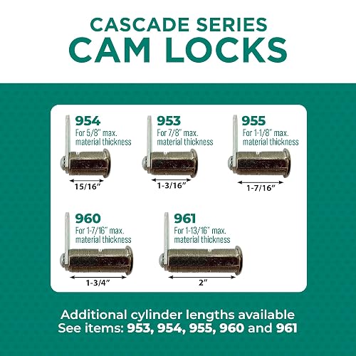 Olympus Lock 960 Cascade Series Cam Lock – 5-Disc Tumbler, 1-3/4" Cylinder, Matte Black, For Drawers, Cabinets & Lockers