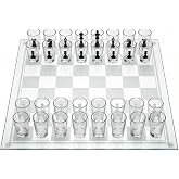 9.45-Inch Shot Glass Chess Set: 32 Mini Glasses for Adult Party Games | 1.34 Inch Shot Glass Pieces Drinking Game for Adults Complete Two Player Set Game Night Tabletop Challenge Novelty Gift Idea