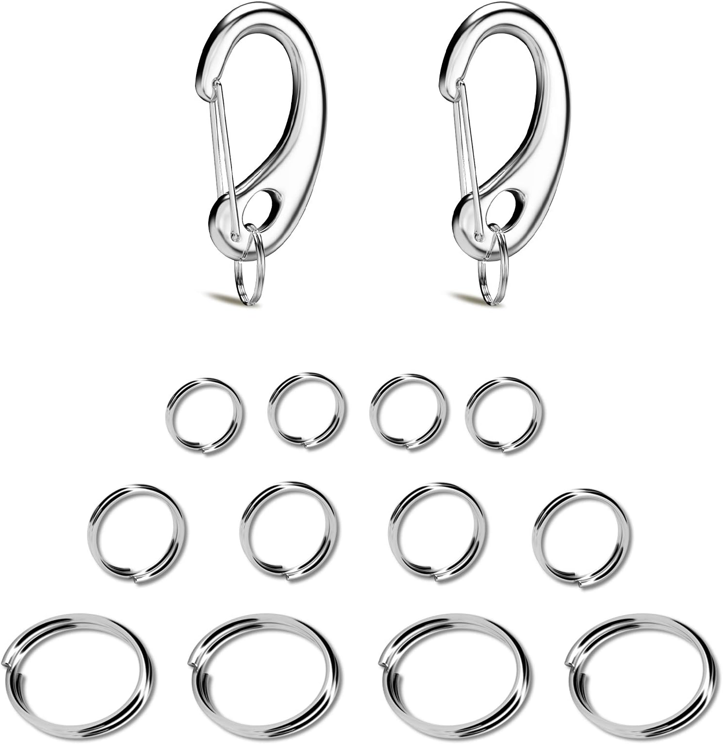 DivotiLeash King Pet Tag Quick Clip/Sping-Load Hook Combo for Pet ID Tags - 2 Standard w/Pack of Split Rings