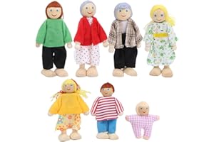 NOENNULL Pinecone People Figures, Wooden Doll Family Toy Set for Fairy Gardens, Miniature Dollhouse Accessory, Christmas Orna