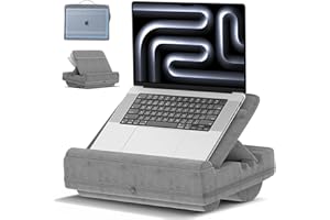 LVVIL Laptop Lap Desk with Cushion, Adjustable Lap Desk Pillow with Storage, Portable Lap Table for Adults Student, Laptop Stand for Bed Office College Dorm Home Room Couch, Fits Up to 14.9" PC Tablet, Gray
