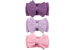 BQUBO Handmade Baby Headbands Soft & Stretchy Hair Bands with Bows Nylon Bows Hairbands for Girls Newborn Infant Toddlers Hai