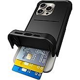 Scooch for iPhone 15 Pro Max Case with Card Holder, Wingmate Wallet Case with Hidden Card Slot and RFID Protection for up to 4 Cards, 10-Foot Drop Protection, Black