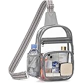 QOECI Clear Bag for Stadium Events, Clear Purses For Women Men, Transparent Crossbody Bag, See Through Large Sling Backpack