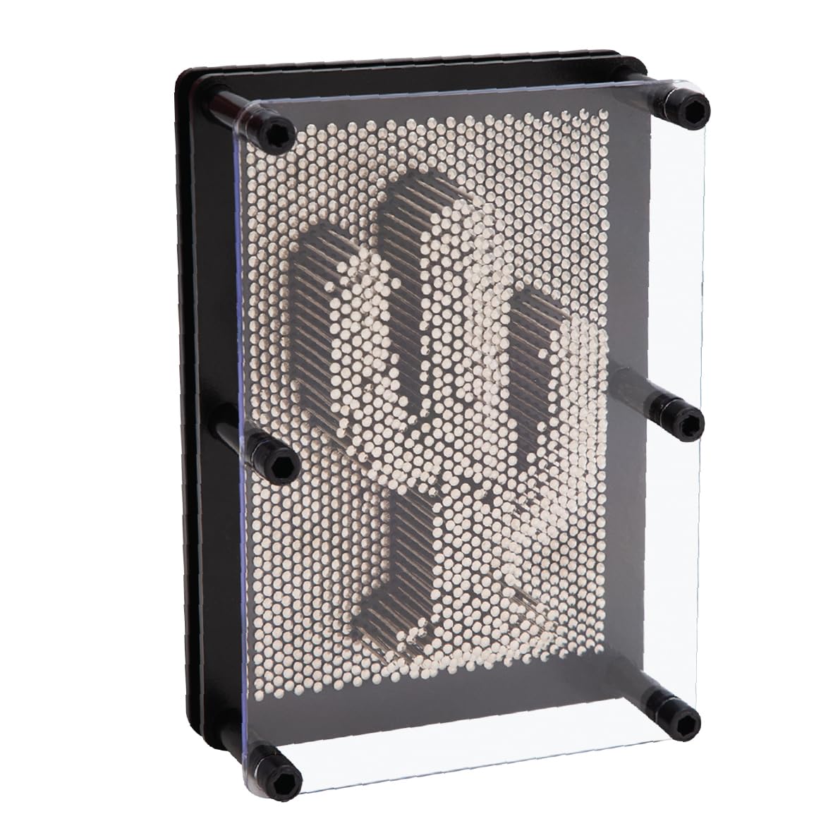 Global Gizmos 30350 Metal Pin Art Impression Toy/Black Frame/Ideal for Home and Office/Novelty Fun Gift / 3D Fun Desktop Sculpture Gadget/Classic Retro Game / 20cm x 15cm