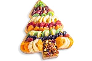 A Gift Inside Season's Greetings Dried Fruit Gift on Reusable Bamboo Christmas Tree Serving Tray