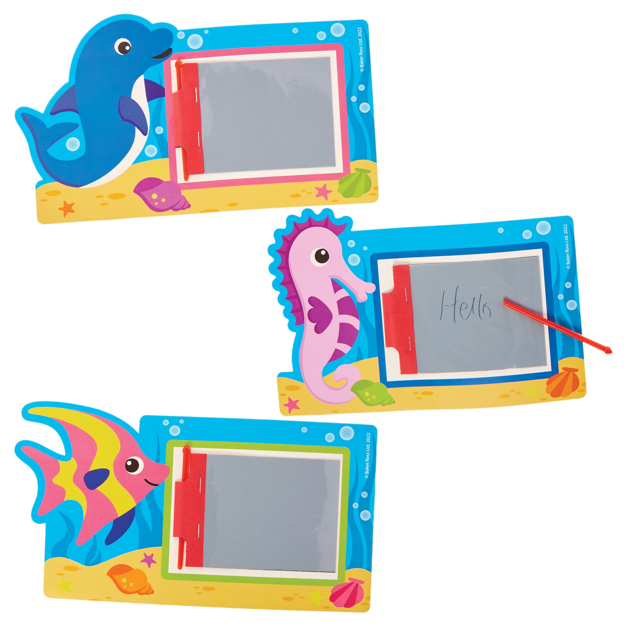 Baker Ross FX684 Sealife Magic Slates - Pack of 10, Drawing Toys and Party Bag Fillers