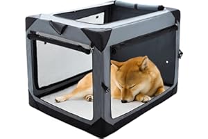 Pettycare 30 Inch Collapsible Dog Crate for Medium Dogs, 4-Door Foldable Soft Dog Kennel with Chew Proof Mesh Windows, Indoor & Outdoor Travel Dog Crate