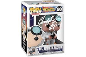 HOFSM.COM HALL OF FAME SPORTS MEMORABILIA Christopher Lloyd Dr. Emmett Brown #50 Facsimile Signed Reprint Laser Autographed Funko POP! Movies Back to the Future Figurine with Protector Case