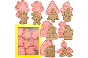 Crethinkaty Christmas Cookie Cutter-8 Pcs Plastic Christmas Cookie Cutter Set,Christmas Cookie Molds Shapes of Gingerbread Ma