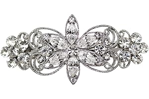 Faship Gorgeous Clear Rhinestone Crystal Flora Hair Barrette Clip