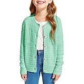 Haloumoning Girls Button Down Cardigan Jackets Kids Long Sleeve Cable Knit Sweaters 5-14 Years