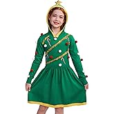 BesserBay Christmas Girls Ugly Xmas Green Warm Long Sleeve Candy Midi Dress 4-12 Years