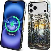 Flivro Magnetic Case for iPhone 17 Pro Max,Compatible with Magsafe PC Hard Shell Silicone Inner Bumper Anti-Scratch Full-Body Cover Shockproof Slim Design Mountains Sunset