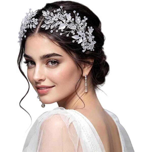 Amazon.com : BABEYOND Crystal Leaf Wedding Diadem Headband Bridal