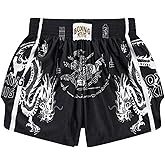 BEAUDRM Men's Muay Thai Fight Shorts Graphic Kickboxing Shorts Boxing Trunk | Graphic Shorts,Baggy Sport Gym Short,Fight Shorts,Boxing Clothes