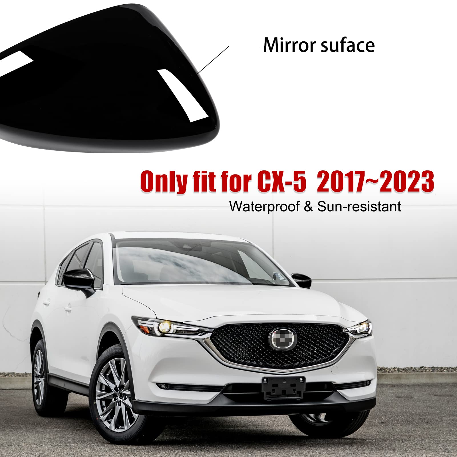 Compatible with Mazda CX-5 Accessories 2025 2024 2023 2022 2021 2020 2019 2018 2017 Aggressive Look Sporty Car Exterior Door Side Window Rearview Mirror Cover Trims Cap Protector -Black