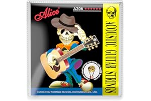 Alice Acoustic Guitar Strings Set - 6-String for Beginner, Briliant Steel Copper Alloy in Phosphor Bronze Color, 1 Pack (A206 Super Light)