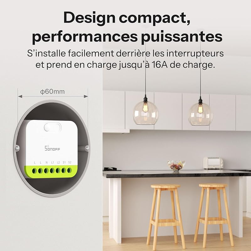 Mini Duo Interrupteur intelligent Zigbee à 2 canaux, Zigbee 3.0, charge totale 16 A, contrôle à distance via hub Zigbee, conducteur neutre nécessaire, compatible avec Alexa/Google, lot de 2