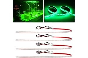 DUOFU365 Green Led Strip Lights,24inch 12V Interior Light Strip IP68 Waterproof Cuttable for Car Motorcycles Boat Golf Cart Truck Cargo Home Decoration with Strong Nano Tape(4PCS)