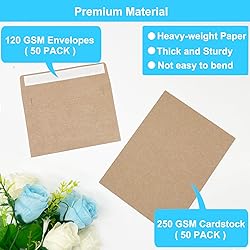 Blank Cards and Envelopes 4x6, 50 Pack Brown Blank
