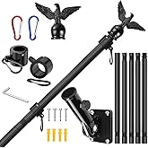 LETSTRY 6FT Flag Pole for Outside House with Adjustable Bracket, Upgrade Stainless Steel Tangle Free Flagpole, Heavy Duty House Flag Pole Kit for 3x5 Flags for Residential, Outdoor or Porch, Black