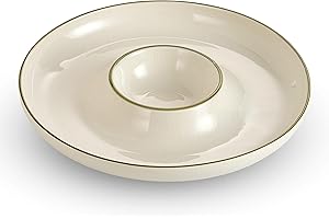 Ceramic Chip & Dip Tray Set: Large 11.5" Serving Dishes, Bowls & Platters, Christmas Dishes, Serving Platter, Snack Tray, Len