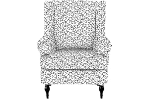 CRFATOP Printed Wing Chair Slipcovers 2 Piece Stretch Wingback Chair Cover Spandex Fabric Wingback Armchair Covers with Elastic Bottom for Living Room Bedroom Wingback Chair (A01)