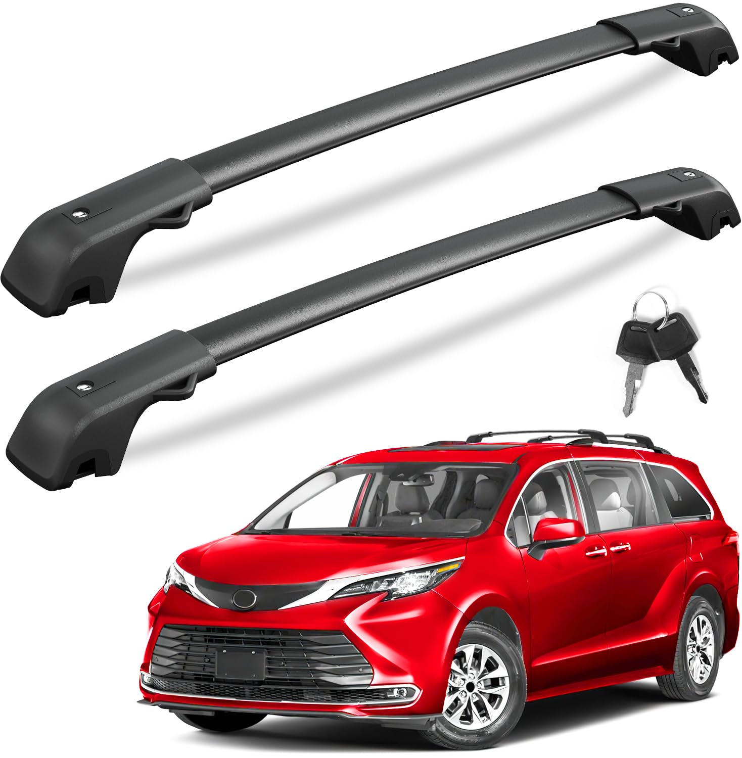 Photo 1 of KINGGERI Lockable 220Lbs Roof Rack Cross Bars Compatible with Toyota Sienna 2021 2022 2023 2024 2025, Anti-Theft Aluminum Roof Rails Crossbars Rooftop Cargo Basket Carrier Bag Luggage Rails