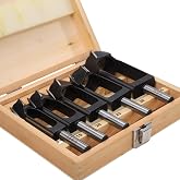 AIOEJIR 5PCS Wood Plug Cutters Set 15/20/25/30/35mm for Woodworking Hole Plug Cutters Drill Bit Kit Log Tenon Dowel Cork with Storage Wooden Box