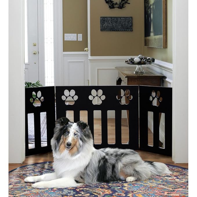 Buy Wood Paw Print DÉcor Pet Gate Black Online at Low Prices in India