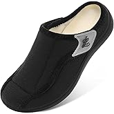 LeIsfIt Mens Slippers Wide Diabetic House Slippers Adjustable Slip On Warm Bedroom House Shoes for Edema Swollen Feet Indoor Outdoor Slipper