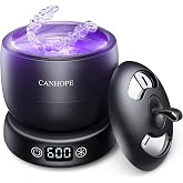 Ultrasonic Retainer Cleaner Machine, 42kHz Dental Cleaning Pod for Dentures, Aligners, Mouth Guards, Jewelry - IPX7 Waterproof Durable Removable Base and Top Cover, 3 Timer Settings (Black)