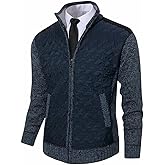 Msmsse Men's Full Zip Cardigan Sweater for Men Causal Thick Slim Fit Knitted Sweaters Jacket
