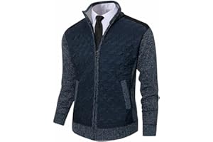 Msmsse Men's Knitted Cardigan Sweater Causal Thick Full Zip Sweaters for Men Coat